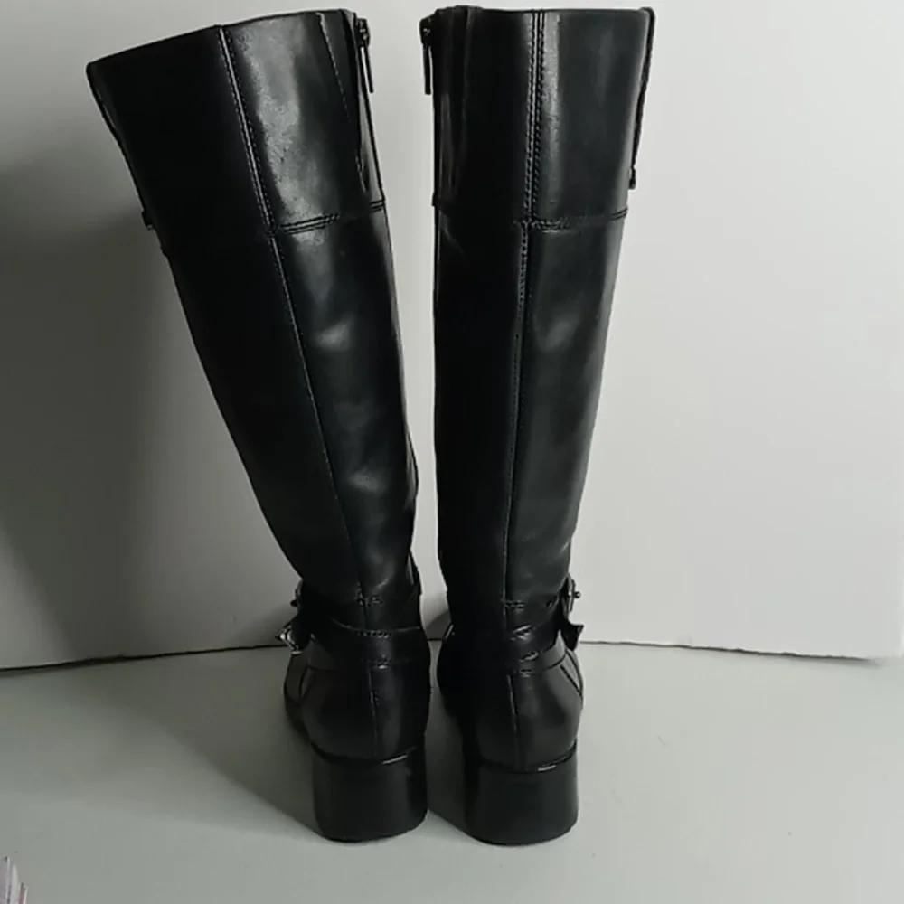 Bandolino+ BD - BAYA - Tall Leather Boots w/Buckle Detail- Black - size 6M